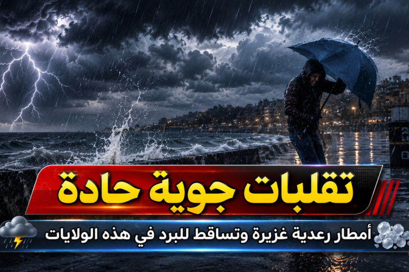 تقلبات جوية حادة : أمطار رعدية غزيرة وتساقط للبرد في هذه الولايات
