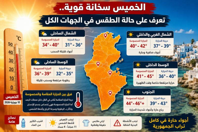 الخميس سخانة قوية.. تعرف على حالة الطقس في الجهات الكل